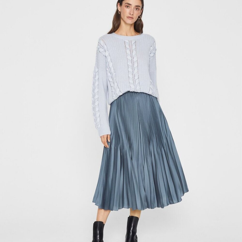 Club Monaco Blue Angle Pleated Midi Skirt